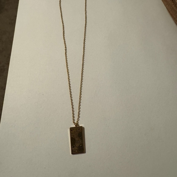 Gold Pendant Necklace with Hand and Eye Design - Picture 3 of 3